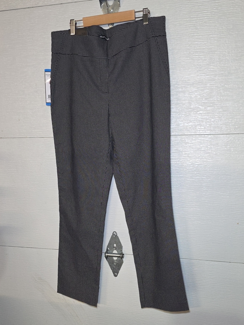 Hilary Radley Black & White Micro-Check Straight Leg Trousers